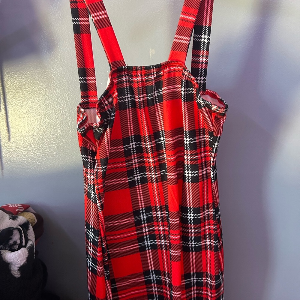 Stylish Red Plaid Dress